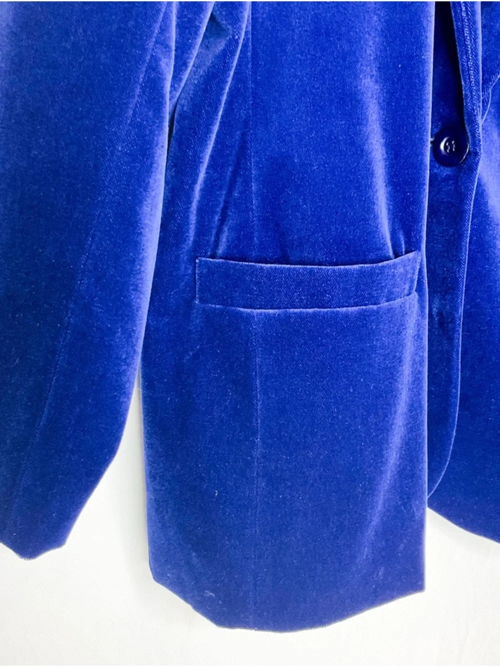 Women's Velvet Longline Blazer Jacket - Royal Blue - Picture 7 of 14